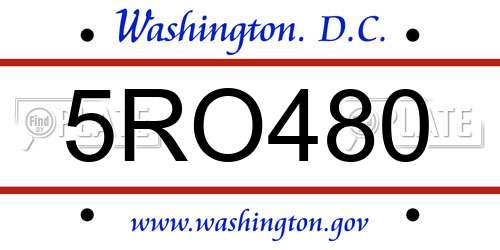 5RO480 District Of Columbia License Plate