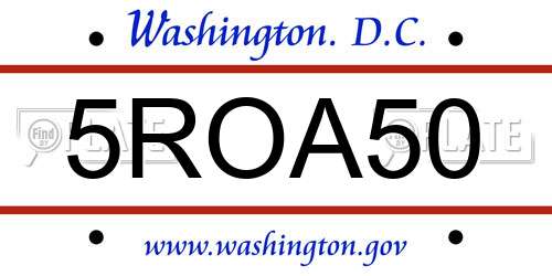 5ROA50 District Of Columbia License Plate