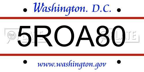5ROA80 District Of Columbia License Plate
