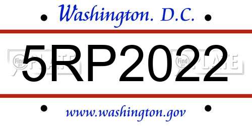 5RP2022 District Of Columbia License Plate