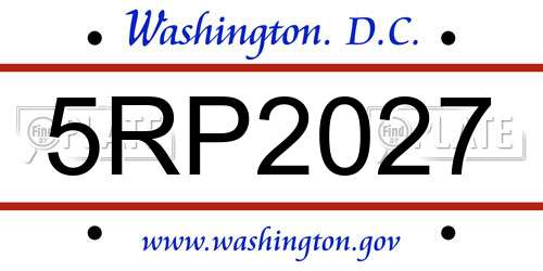 5RP2027 District Of Columbia License Plate