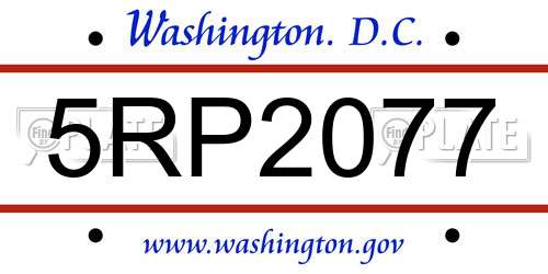 5RP2077 District Of Columbia License Plate