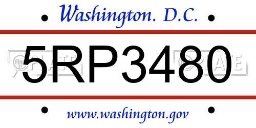 5RP3480 District Of Columbia License Plate