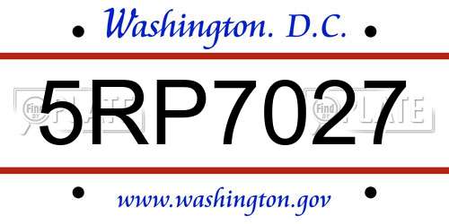 5RP7027 District Of Columbia License Plate