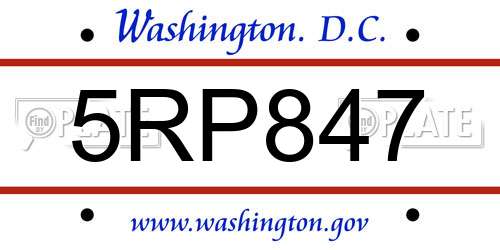 5RP847 District Of Columbia License Plate
