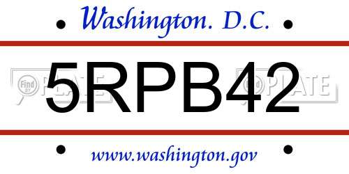 5RPB42 District Of Columbia License Plate
