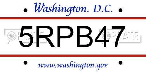 5RPB47 District Of Columbia License Plate