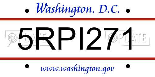 5RPI271 District Of Columbia License Plate