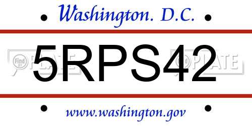 5RPS42 District Of Columbia License Plate