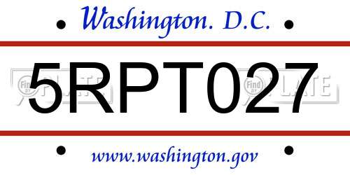 5RPT027 District Of Columbia License Plate