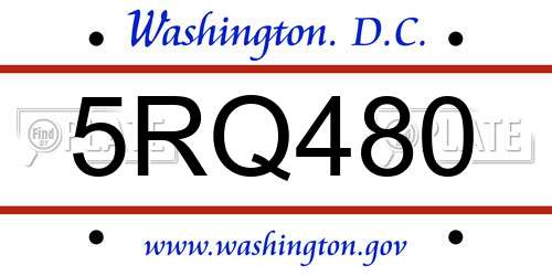 5RQ480 District Of Columbia License Plate
