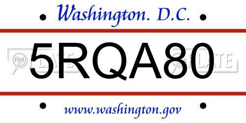 5RQA80 District Of Columbia License Plate