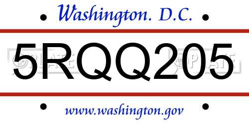 5RQQ205 District Of Columbia License Plate