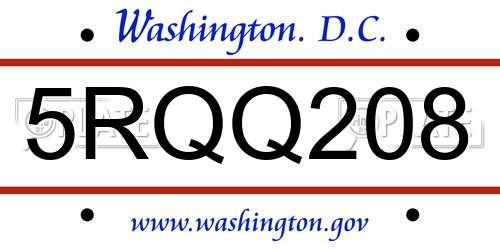5RQQ208 District Of Columbia License Plate