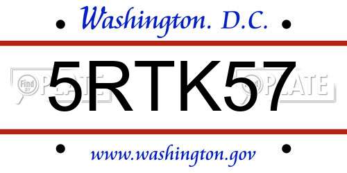 5RTK57 District Of Columbia License Plate