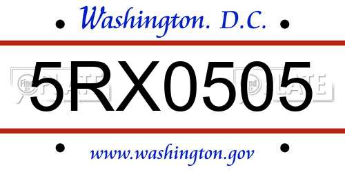 5RX0505 District Of Columbia License Plate