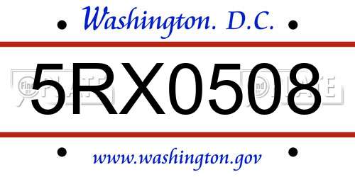 5RX0508 District Of Columbia License Plate