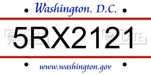 5RX2121 District Of Columbia License Plate