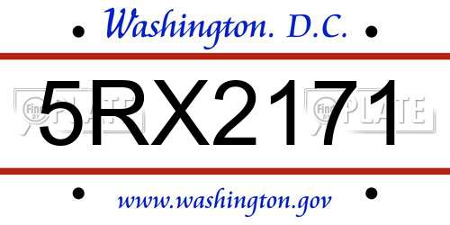 5RX2171 District Of Columbia License Plate