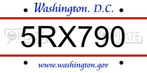 5RX790 District Of Columbia License Plate