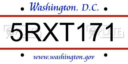 5RXT171 District Of Columbia License Plate