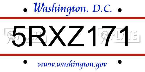 5RXZ171 District Of Columbia License Plate