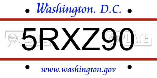 5RXZ90 District Of Columbia License Plate