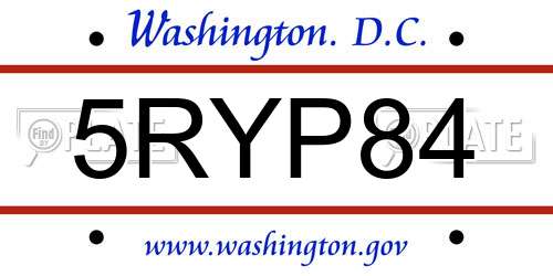 5RYP84 District Of Columbia License Plate