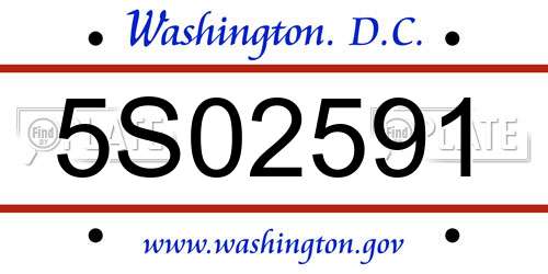 5S02591 District Of Columbia License Plate