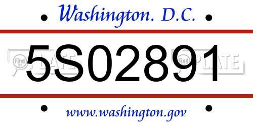 5S02891 District Of Columbia License Plate