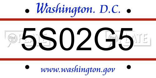 5S02G5 District Of Columbia License Plate