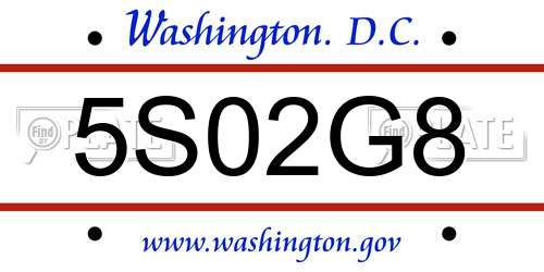 5S02G8 District Of Columbia License Plate