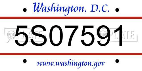 5S07591 District Of Columbia License Plate