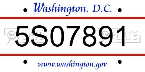 5S07891 District Of Columbia License Plate