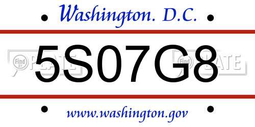 5S07G8 District Of Columbia License Plate