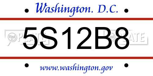 5S12B8 District Of Columbia License Plate