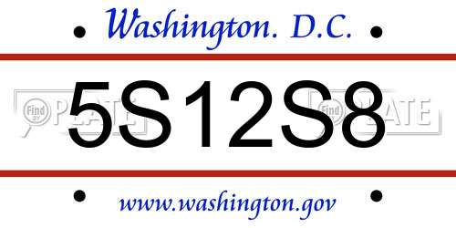 5S12S8 District Of Columbia License Plate