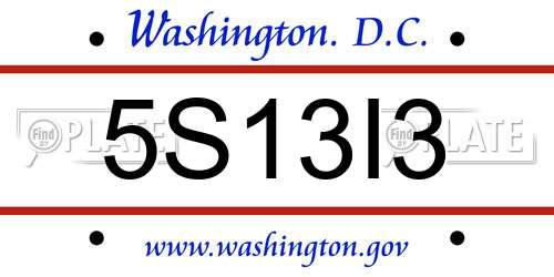 5S13I3 District Of Columbia License Plate