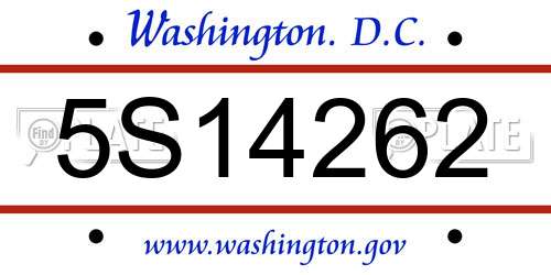 5S14262 District Of Columbia License Plate