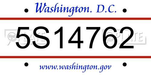 5S14762 District Of Columbia License Plate