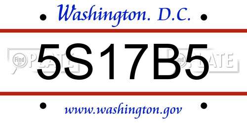 5S17B5 District Of Columbia License Plate