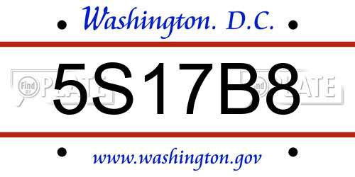5S17B8 District Of Columbia License Plate