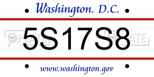 5S17S8 District Of Columbia License Plate