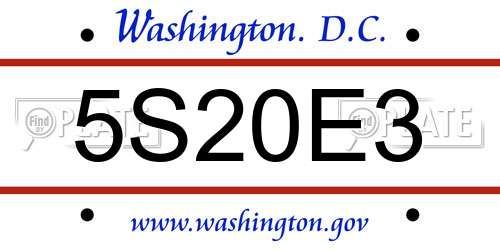 5S20E3 District Of Columbia License Plate