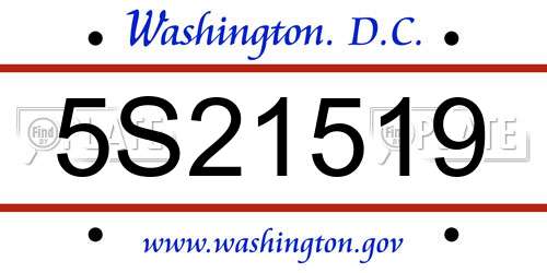 5S21519 District Of Columbia License Plate
