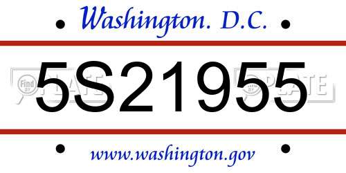 5S21955 District Of Columbia License Plate