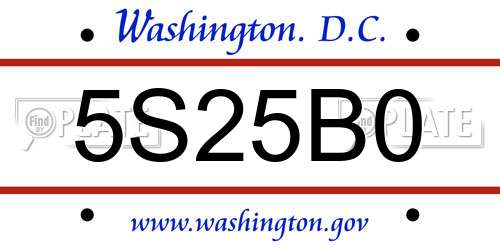 5S25B0 District Of Columbia License Plate