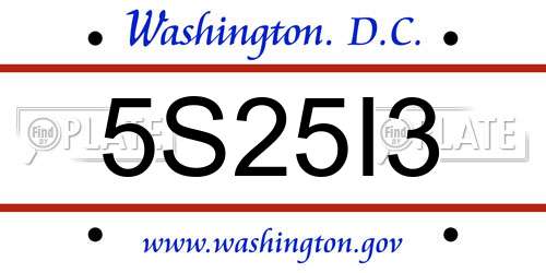 5S25I3 District Of Columbia License Plate
