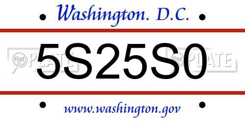 5S25S0 District Of Columbia License Plate