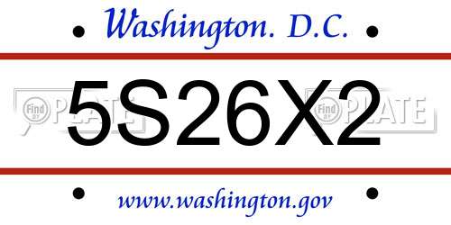 5S26X2 District Of Columbia License Plate
